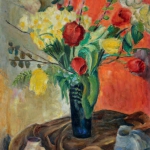 Still Life with Tulips and Daffodils 33 1/2 x 26 1/4 1923
