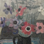 Anemones in Black Vase 20 x 14 1944