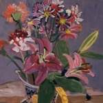 Mixed Bouquet in Spanish Vase 20.5x14.4 1986