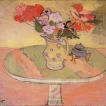 Flowers on Oval Table 28x34 1987