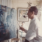 John Reward in background and subject of painting