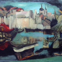 Untitled (city/female figure) 31 x 35 3/4 1926