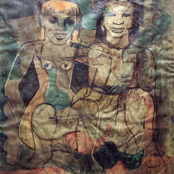 Untitled (two African women sitting) 18 x 15 3/4 1934 Oil on parchment