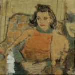 Jula in Nice 12 x 20 1941 Oil on silk