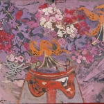 Tiger-Lilies and Phlox 16x20 oil on board 1977
